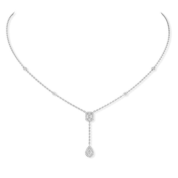 My Twin White Gold and Diamond Pav&eacute; Drop Necklace
